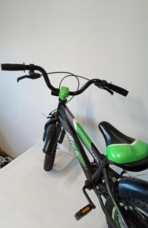 Bicicleta pentru copii de 4-6 ani Rich Baby Cool, cu roti ajutatoare, roti de 16 inch, negru/verde [8]