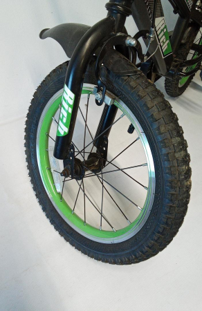 Bicicleta pentru copii de 4-6 ani Rich Baby Cool, cu roti ajutatoare, roti de 16 inch, negru/verde [5]
