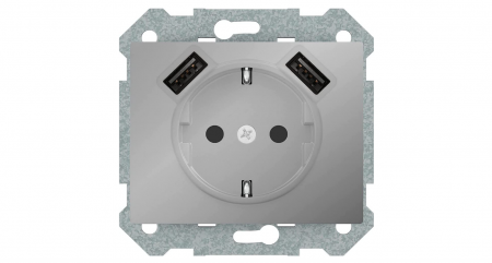 TOATE PRODUSELE - BJC Iris Priză cu USB dublu, aluminiu mercur, 18924-USB-MA