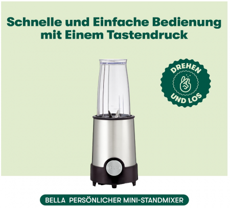 Blender pentru smoothie-uri si bauturi BELLA 240 W, 400 ml, din oțel inoxidabil/negru [4]