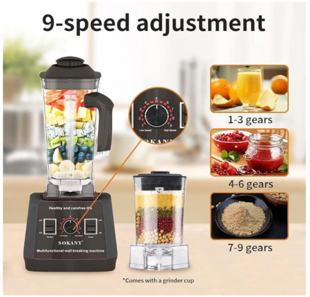 Blender profesional SOKANY SK-666, 5000W, negru [6]