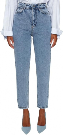 Blugi cu talie inalta pentru femei Trendyol, albastru, marime 34 [3]