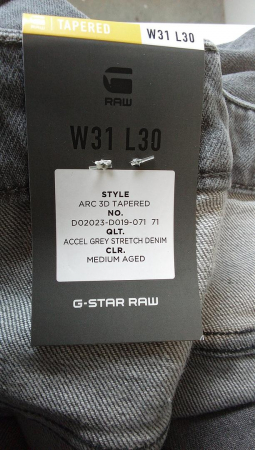 Blugi de barbati G-StarARC 3D Tapered Relaxed Fit Accel Grey Stretch Denim, gri [2]