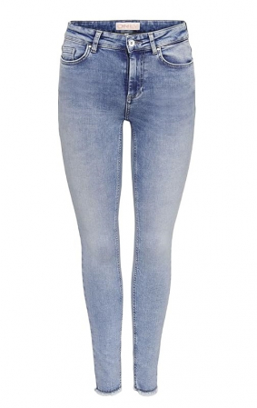 Fashion - Blugi pentru femei ONLY Onlblush Mid Sk Ank Raw Dnm Rea694 Noos, albastru, S/30