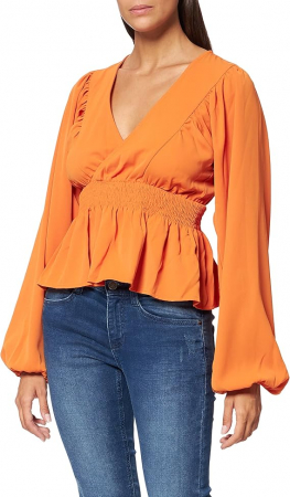 Imbracaminte femei - Bluză cu talie smock pentru dame NA-KD, portocaliu, marimea 34