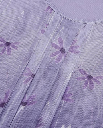 Bluza de dama VALOLIA, cu maneci 3/4, model floral, violet, XXL [2]