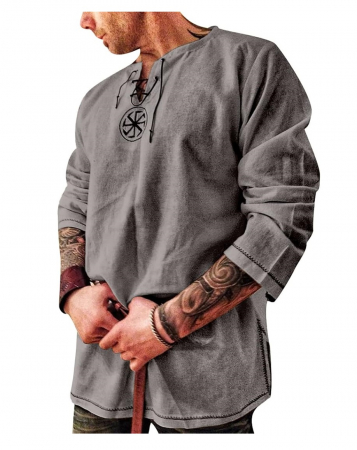 Bluza de in cu maneca lunga pentru barbati VANVENE, gri, LBluza de in cu maneca lunga pentru barbati VANVENE, gri, L [0]