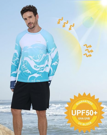 Bluza de inot pentru barbati VAYAGER, protectie UPF 50+, albastru, XL [3]