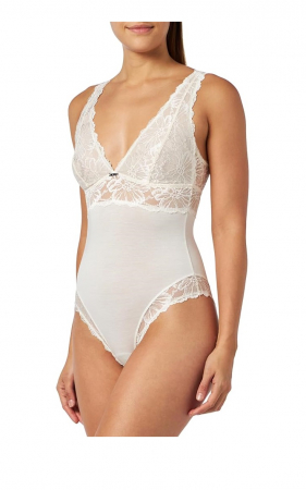 TOATE PRODUSELE - Body cu dantelă pentru femei Emporio Armani Dreamy Viscose Lace, crem palid, XS