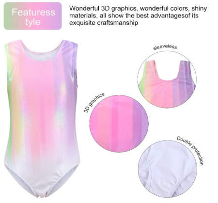 Body gimnastica pentru fete Bezonier, fara maneci, multicolor, 100 (3-4 ani) [7]