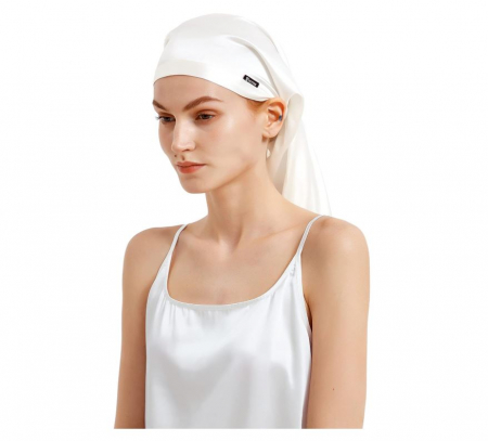 Boneta de dormit pentru femei LilySilk, din matase, alb [0]