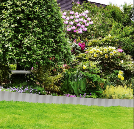 Borduri pentru gazon Relaxdays 10m, inaltime 16cm, argintiu [1]