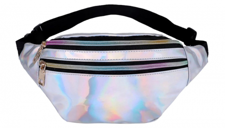 Articole Voiaj - Borseta multifunctionala, unisex, argintiu stralucitor, 27 x 15 cm