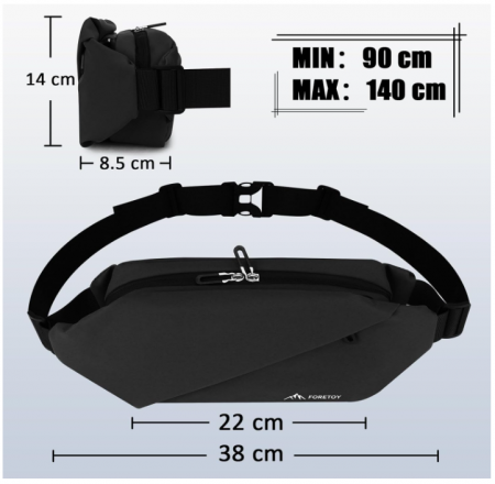 Borseta sport FORETOY, impermeabila, unisex, negru [4]