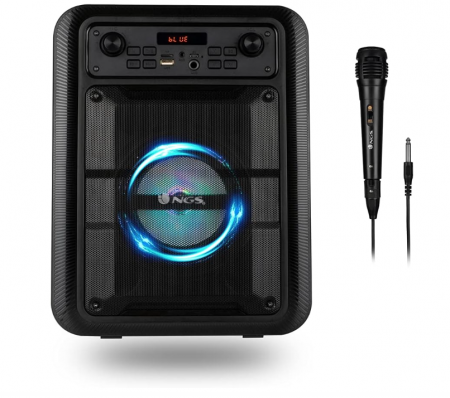 Boxa portabila NGS ROLLER LINGO BLACK 20W, cu microfon pentru karaoke și lumini LED încorporate [0]