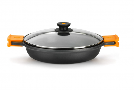 Vase pentru gatit - BRA Efficient Cratiță de 28 cm cu capac de sticlă și mânere din silicon, rezistentă la inducție