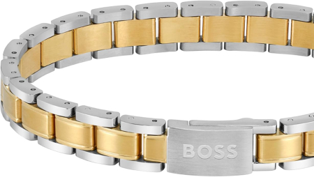 Brățară bicoloră elegantă pentru bărbați BOSS Metal Links Essentials Collection 1580195, argintiu/auriu [2]