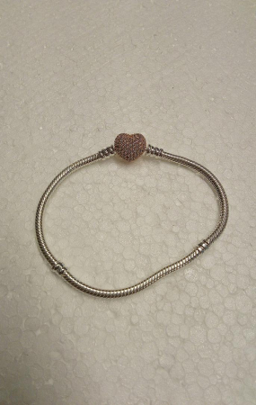 Bratara dama Pandora Moments 586292CZ Pavé Heart, argintiu/rose gold [3]