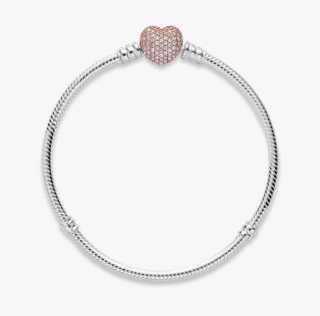Bratara dama Pandora Moments 586292CZ Pavé Heart, argintiu/rose gold [5]