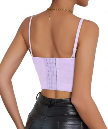 Bustiera cu strasuri pentru femei Naimo, Push Up Crop Top Corset, violet, L (40/90) [2]