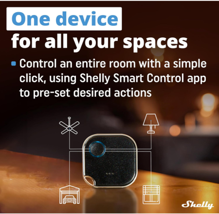 Buton de activare acțiuni și scene Shelly Blu Button1, Bluetooth, negru [8]
