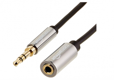 Cablu audio prelungitor Jack de 3.5 mm Amazon Basics, masculin la feminin, 7.6 m, negru [0]