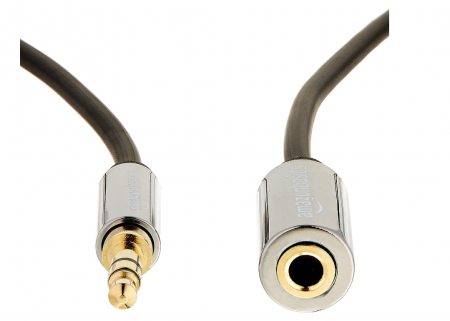 Cablu audio prelungitor Jack de 3.5 mm Amazon Basics, masculin la feminin, 7.6 m, negru [1]
