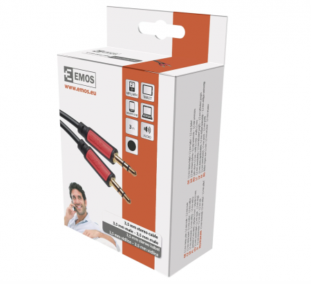 Cablu audio stereo EMOS, mufa jack 3.5 mm tata la jack 3.5 mm tata, 3m [3]