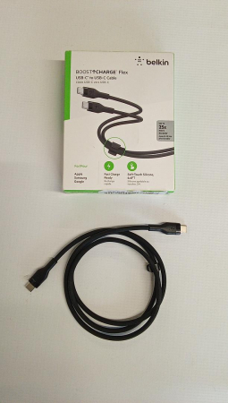 Cablu de încărcare USB C din silicon Belkin BoostCharge Flex, certificat USB-IF, 1 m, negru [1]