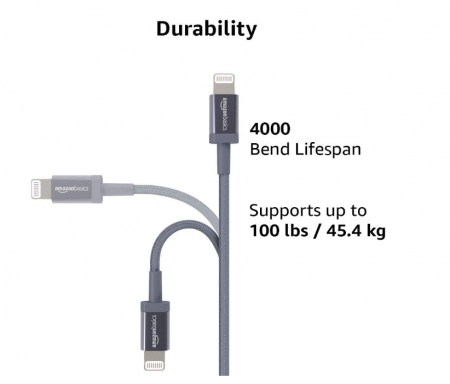 Cablu de încărcare USB-C la Lightning Amazon Basics, cablu împletit din nailon, 1.8 m [2]