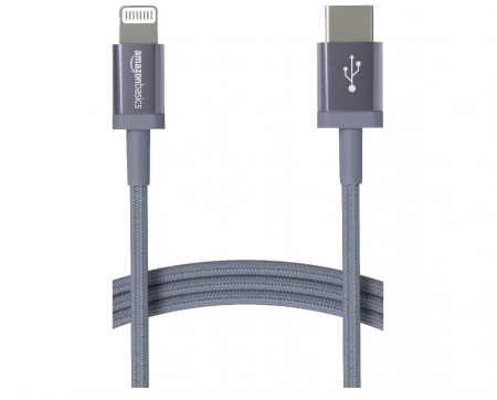 Laptop, Tablete & Telefoane - Cablu de încărcare USB-C la Lightning Amazon Basics, cablu împletit din nailon, 1.8 m