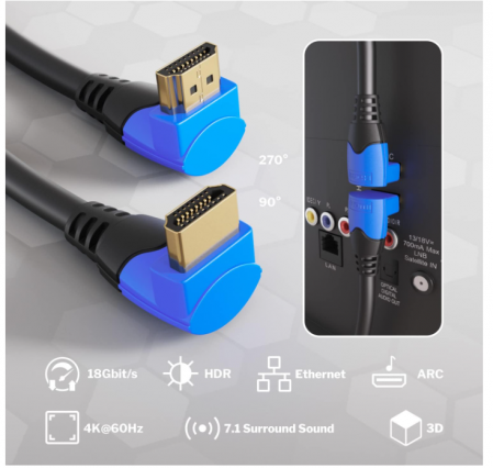 Cablu HDMI 4K@120Hz 90°, 10 m, negru [1]