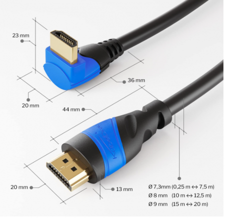 Cablu HDMI 4K@120Hz 90°, 10 m, negru [2]