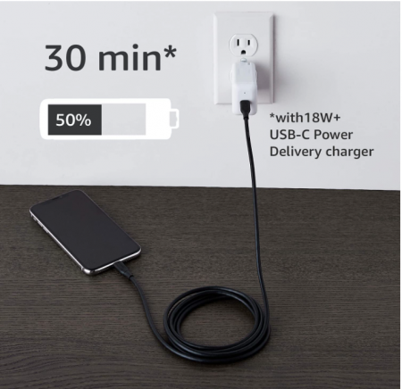 Cablu incarcare si transfer date USB-C la Lightning TPE de 1.8 m certificat MFI, negru [6]
