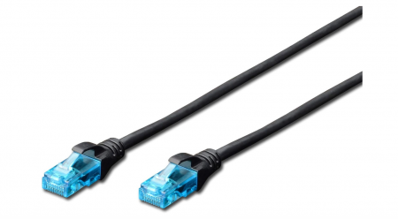 Retelistica & Supraveghere - Cablu U/UTP Digitus CAT 5e, Rj45, 1m, Negru