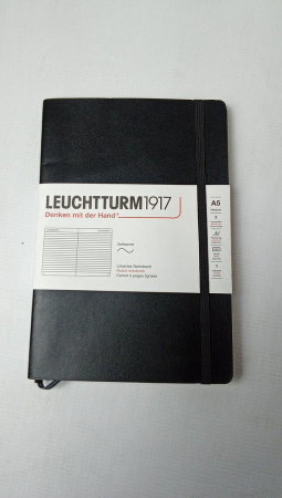 Caiet cu linii Leuchtturm1917, 308290, A5, 251 de pagini numerotate, negru [1]