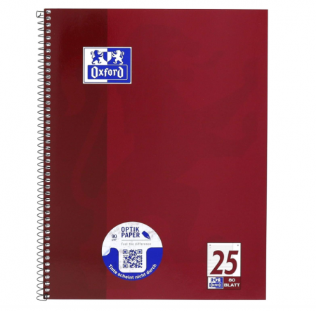 Hartie si produse din hartie - Caiet de romana cu spirala Oxford School 90 g/m² 100050355 A4+, 80 de coli, perforat
