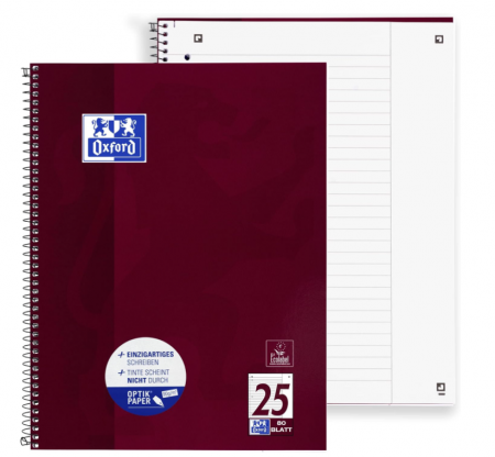 Caiet de romana cu spirala Oxford School 90 g/m² 100050355 A4+, 80 de coli, perforat [1]