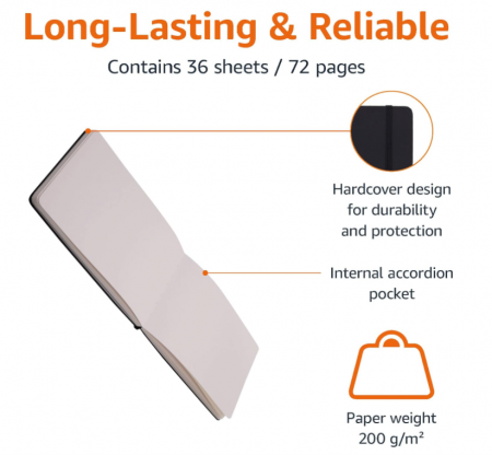 Caiet pentru schițe  si desen cu coperți cartonate, negru [3]