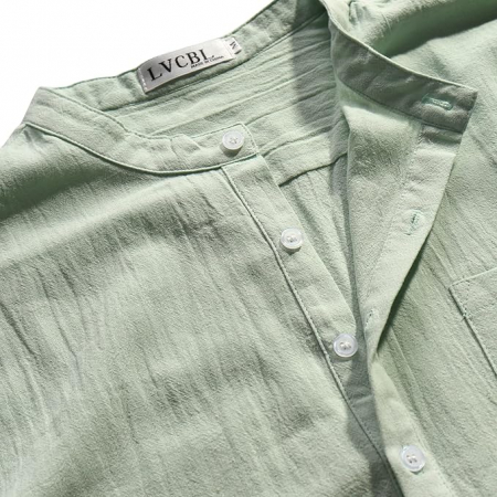 Cămașă casual de vară LVCBL, cu mâneci lungi pentru bărbați, verde, XXL [2]