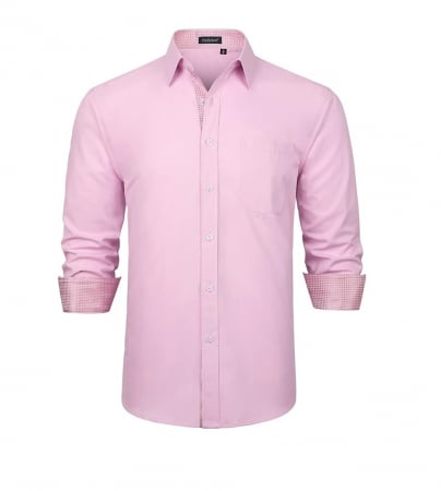 TOATE PRODUSELE - Cămașă cu mânecă lungă pentru bărbați Enlision, roz, XL