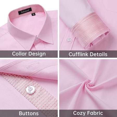 Cămașă cu mânecă lungă pentru bărbați Enlision, roz, XL [6]