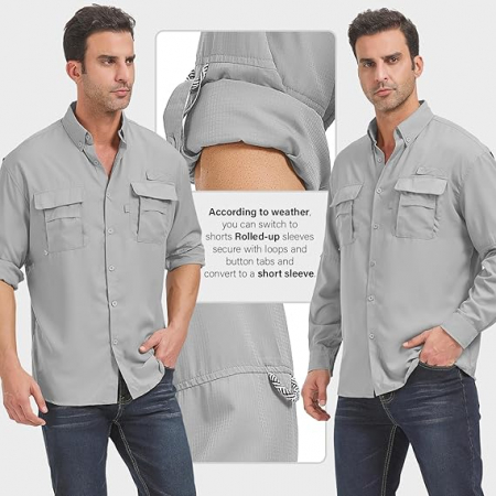 Camasa cu maneca lunga pentru barbati Mosingle, protectie UV, gri, XL [4]