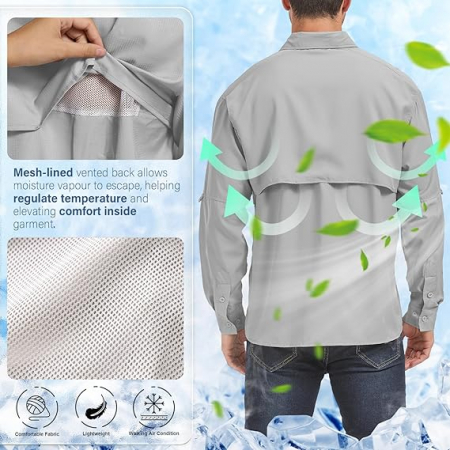 Camasa cu maneca lunga pentru barbati Mosingle, protectie UV, gri, XL [2]