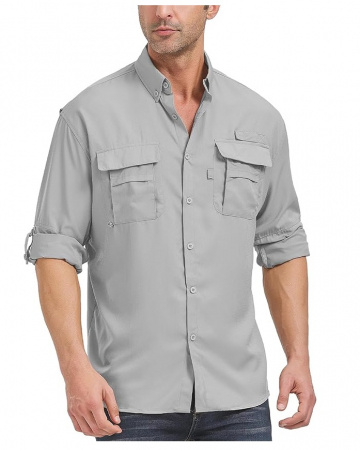 Fashion - Camasa cu maneca lunga pentru barbati Mosingle, protectie UV, gri, XL