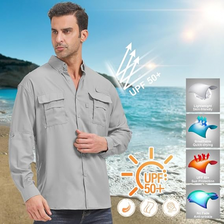 Camasa cu maneca lunga pentru barbati Mosingle, protectie UV, gri, XL [3]