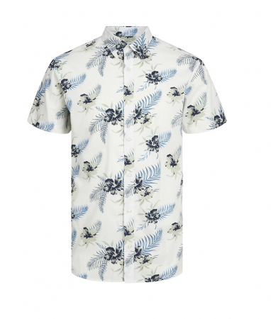 Imbracaminte si Incaltaminte copii - Camasa cu maneca scurta pentru baieti JACK&JONES JUNIOR Jjchill Aop Shirt Ss, alb, XXL