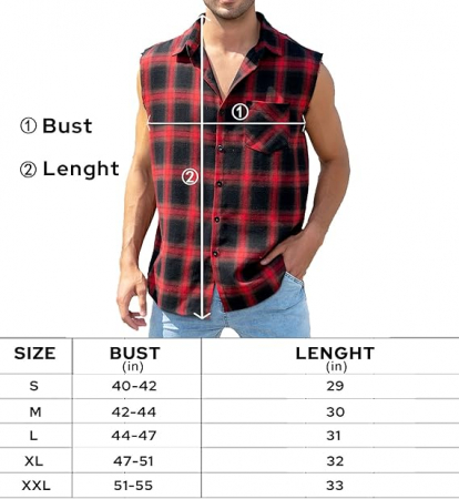 Cămașă de flanel în carouri fără mâneci pentru bărbați JG JENNY GHOO [4]