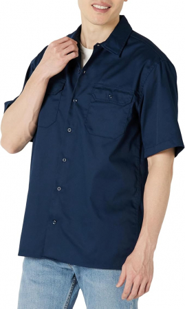 Fashion - Cămașă de lucru cu mânecă scurtă Amazon Essentials pentru bărbați, bleumarin, L