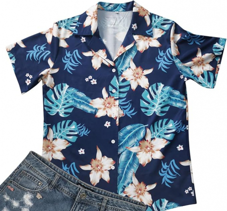 Cămașă hawaiană cu manecă scurtă pentru femei Hohololo, multicolor, XL [5]